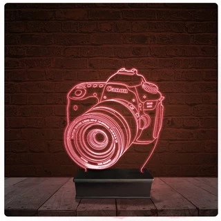 Abajur Luminária Acrílico Led - Câmera Canon Fotografia