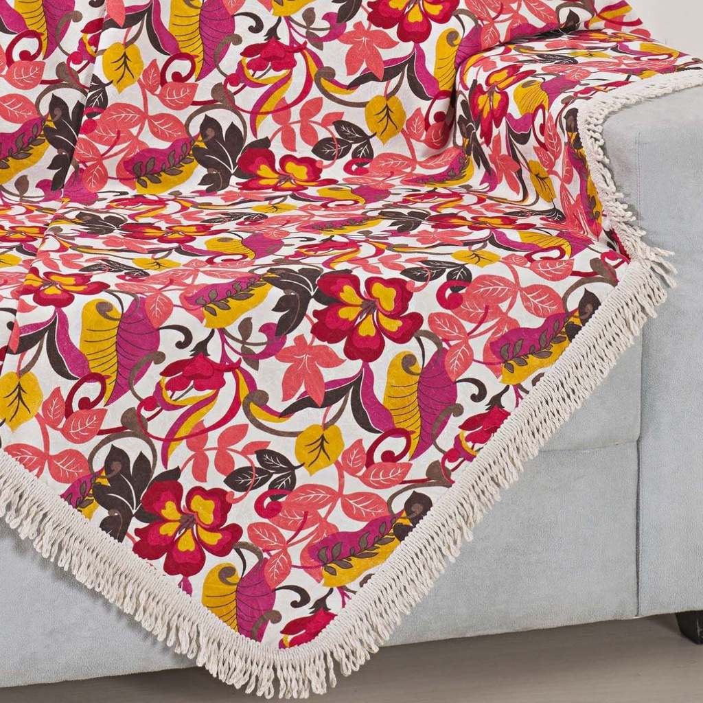 Manta Xale Sofá Cama Poltrona Franja Jacquard Estampado 1,50m