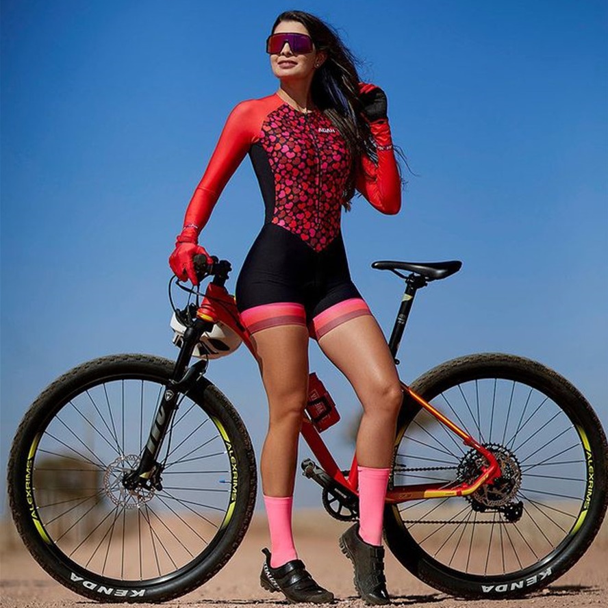 Camisa de ciclismo feminino Kafitt Gradiente com manga longa estampada  personalizada Roupa esportiva