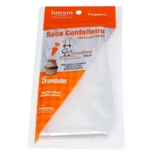 Saco Confeiteiro Descartável Pequeno 34cmx16cm 5 unidades