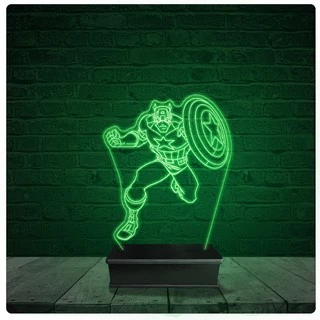 Luminária Abajur Acrílico Led - Capitão América Marvel 10