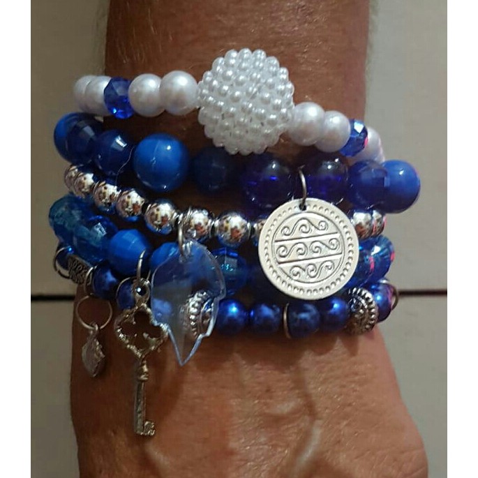 Pulseira Mix de Ogum com Pedra Lapis Lazuli