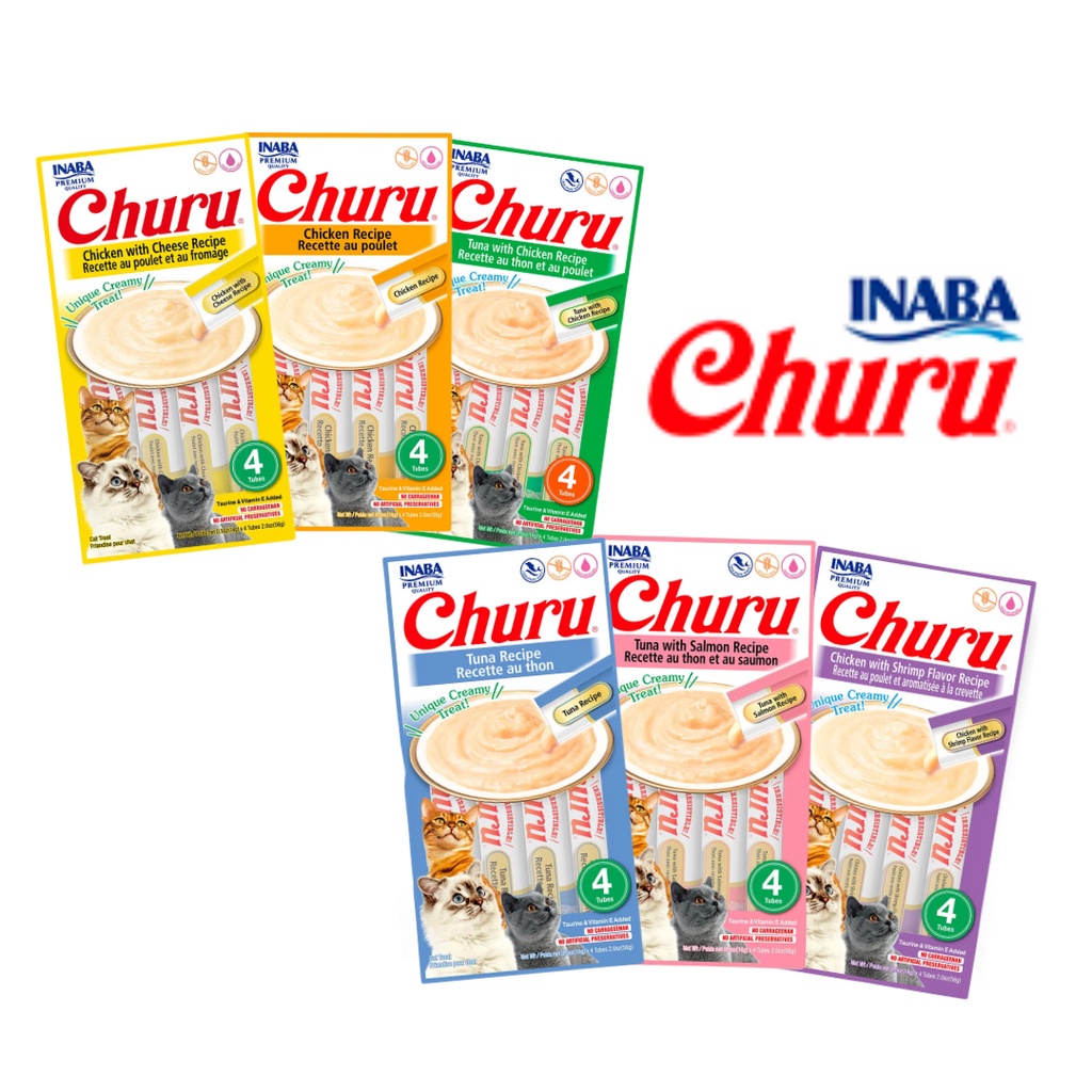 Sachê Purê Churu Galinha para Gatos com 4 unidades - 56g