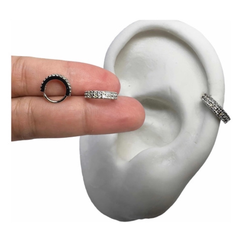 Piercing Hélix ou Conch Argolinha Dupla Cravejada - 100% em