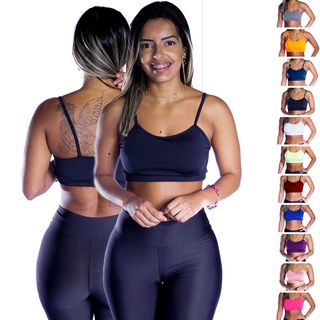 Top de Alcinha Feminina Ginastica Academia Com Bojo Removível Lisa Básica Você escolhe as cores