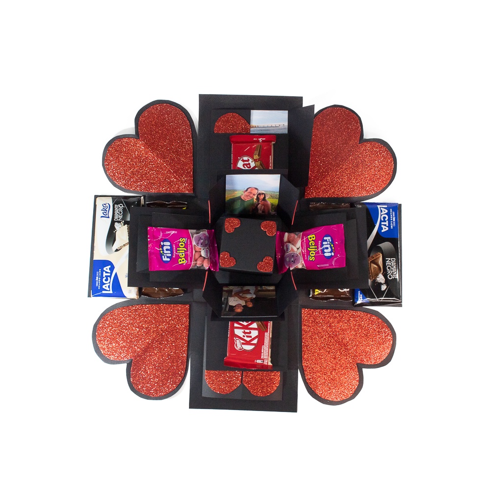 Caixa Explosiva/Explosão Mix - Personalizado, Casal, Fotos, Namorado, Chocolates, Presente