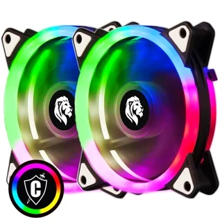 Kit 2 Cooler Fan Led RGB 120mm 12cm Gabinete Pc Gamer Ventoinha