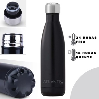 Garrafa Térmica Inox Agua 24h Gelada 12h Quente 709ml Preto QGK