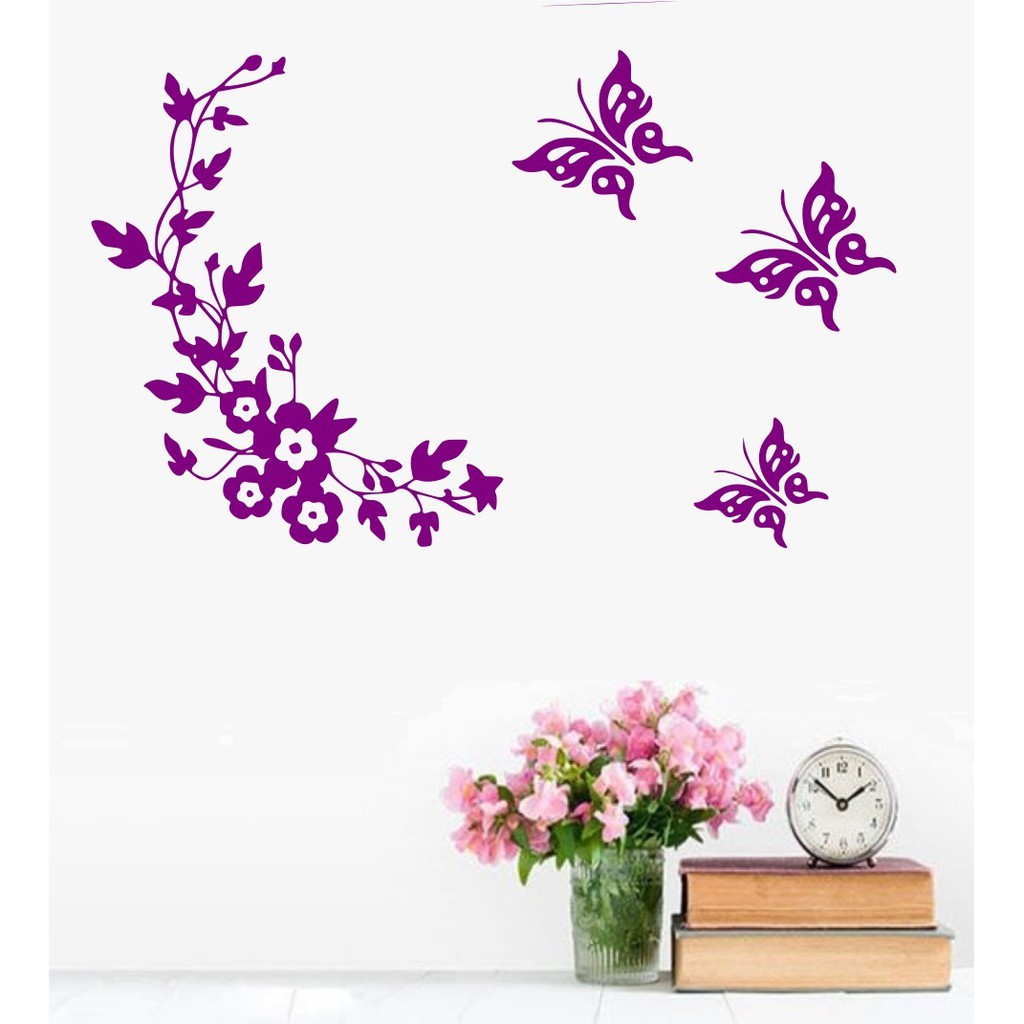 Flores E Borboletas Em Adesivo Parede Vinil Tam2 | Shopee Brasil