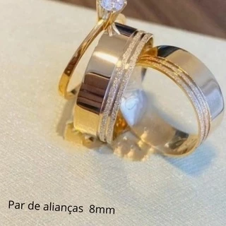 Par de alianças compromisso FRISS TRABALHADA 8mm oferta relâmpago