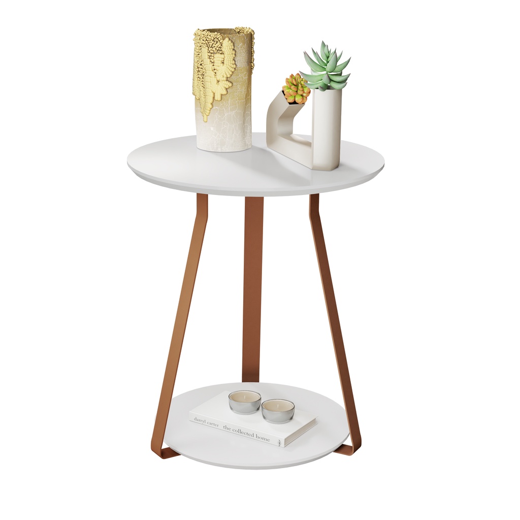Mesa De Apoio Redonda Sofia Com Pés De Ferro Decoração 47cm de Altura - Varias Cores