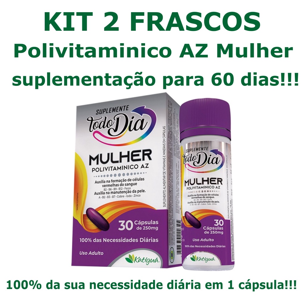 KIT POLIVITAMINICO AZ STD MULHER KATIGUA 2 FRASCOS | Shopee Brasil