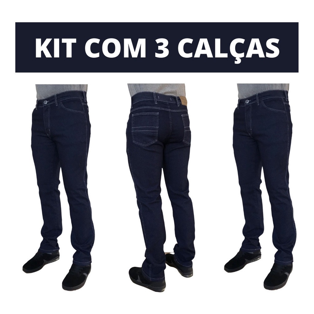 Kit Com 3 Calças Trabalho Pesado Reforçada Jeans Masculina