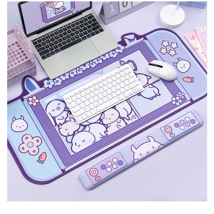 Kawaii Cats Mouse Pad branco para jogos XXL gatinhos fofos japonês  estendido grande tapete de mesa