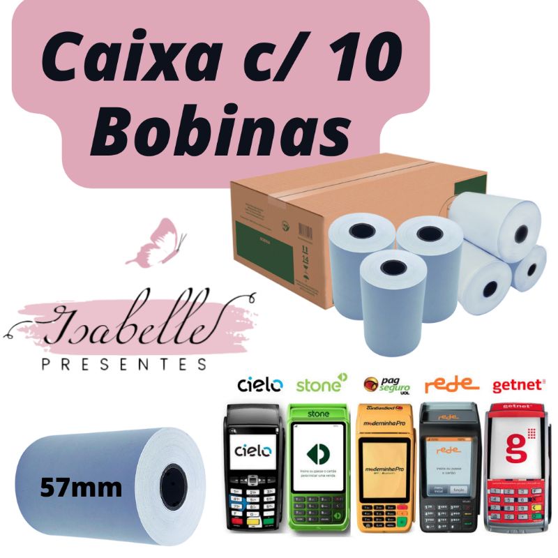 Bobina térmica 58mm para máquina de cartão | Shopee Brasil