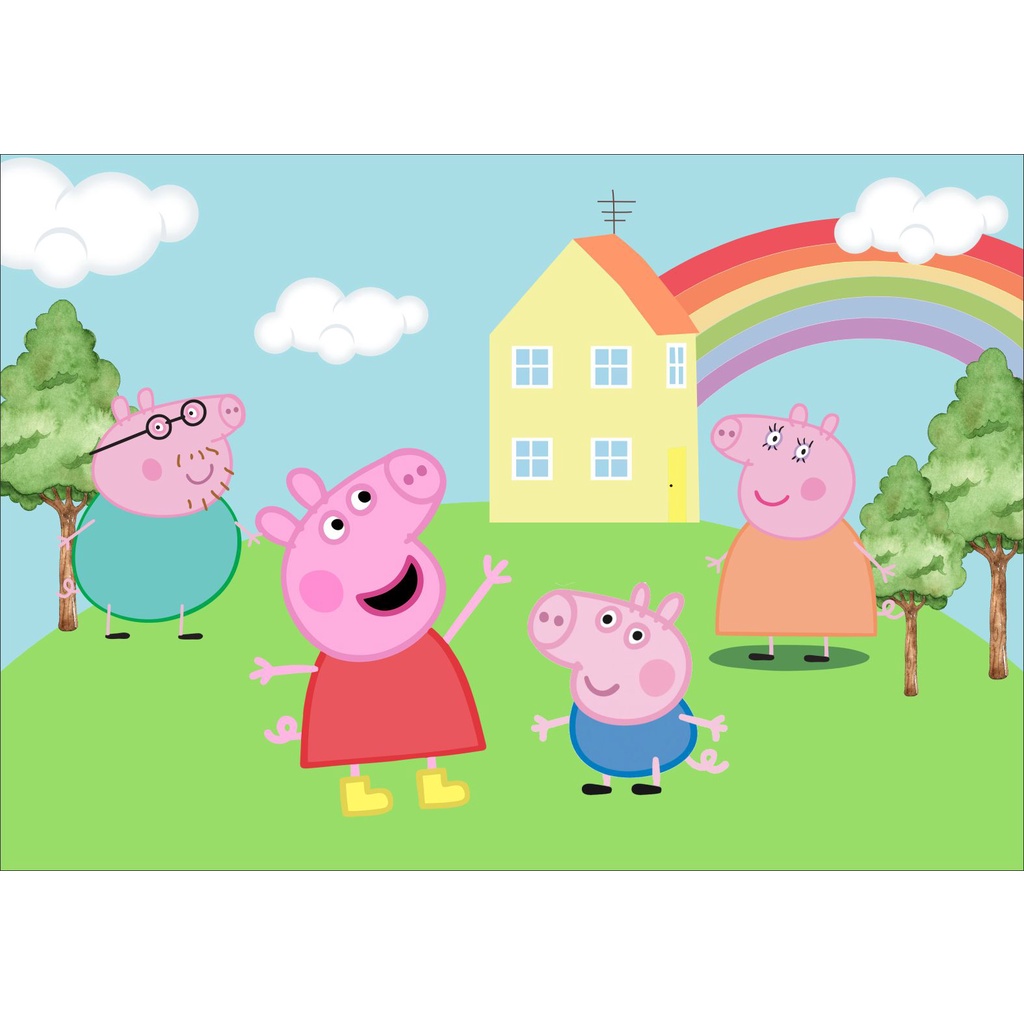 Painel Lona Festa Tema Peppa Pig Familia 2,00x1,40 Shopee Brasil