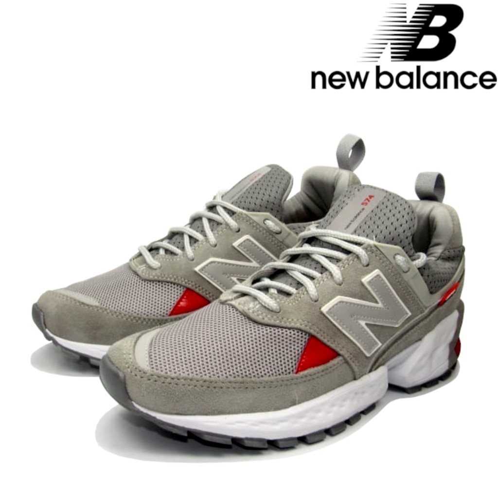 T nis New Balance cinza vermelho