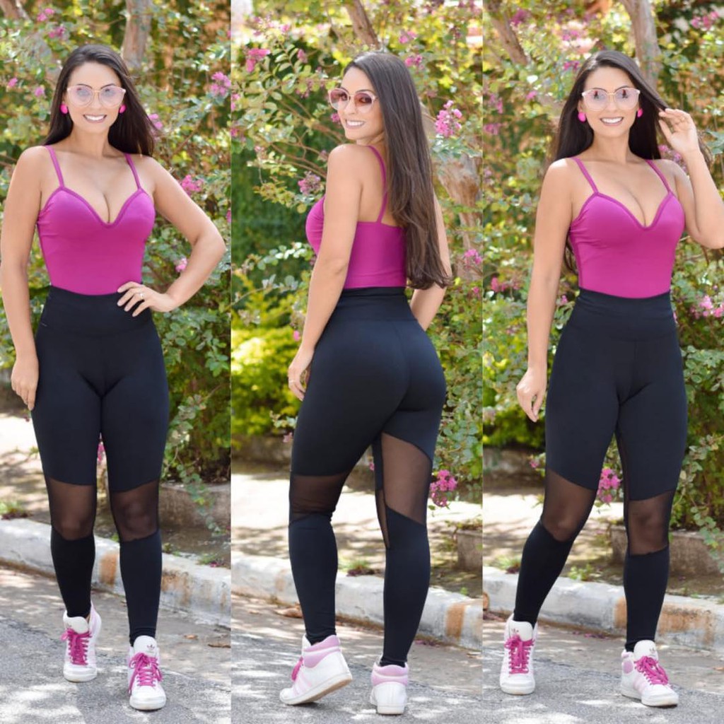 Legging academia 2024 com tule