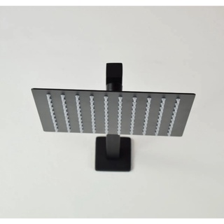 1 Ducha Quadrada 20x20 Inox Preto Com Braço Quadrado