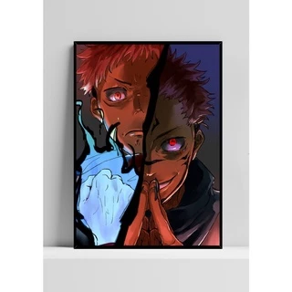 Quadro de mdf poster moldura Anime, Mangá, Jujutsu kaisen, Itadori, Sukuna