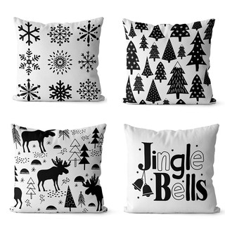 Kit 4 capas de almofadas natal jingle bells