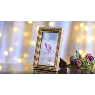 Kit 5 Moldura Dourada Porta Retrato 10x15 Dourado Luxo com Vidro