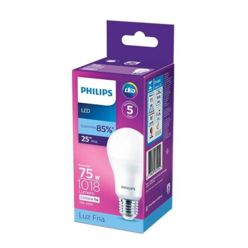 Imagem do produto Lâmpada Led Philips 11W bivolt luz branca fria 6500K base E27