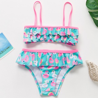 3-12 Anos Fatos De Banho Para Crianças Meninas Verão 2022 Moda Biquíni Infantil Trajes De Verão Flamingo Biquínis Roupa De Banho Infantil