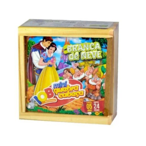 Brinquedo Educativo Jogo Pedagógico IOB Madeira - Quebra Cabeca BRANCA DE  NEVE - Caixa de Madeira - Mini Ref.77