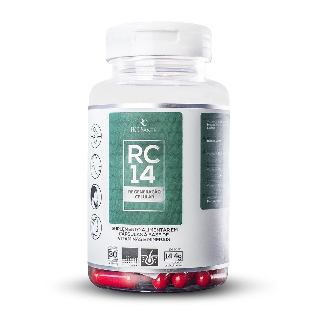 Cápsulas Nutricionais RC14 Regeneração Celular - Nutrição Capilar ...