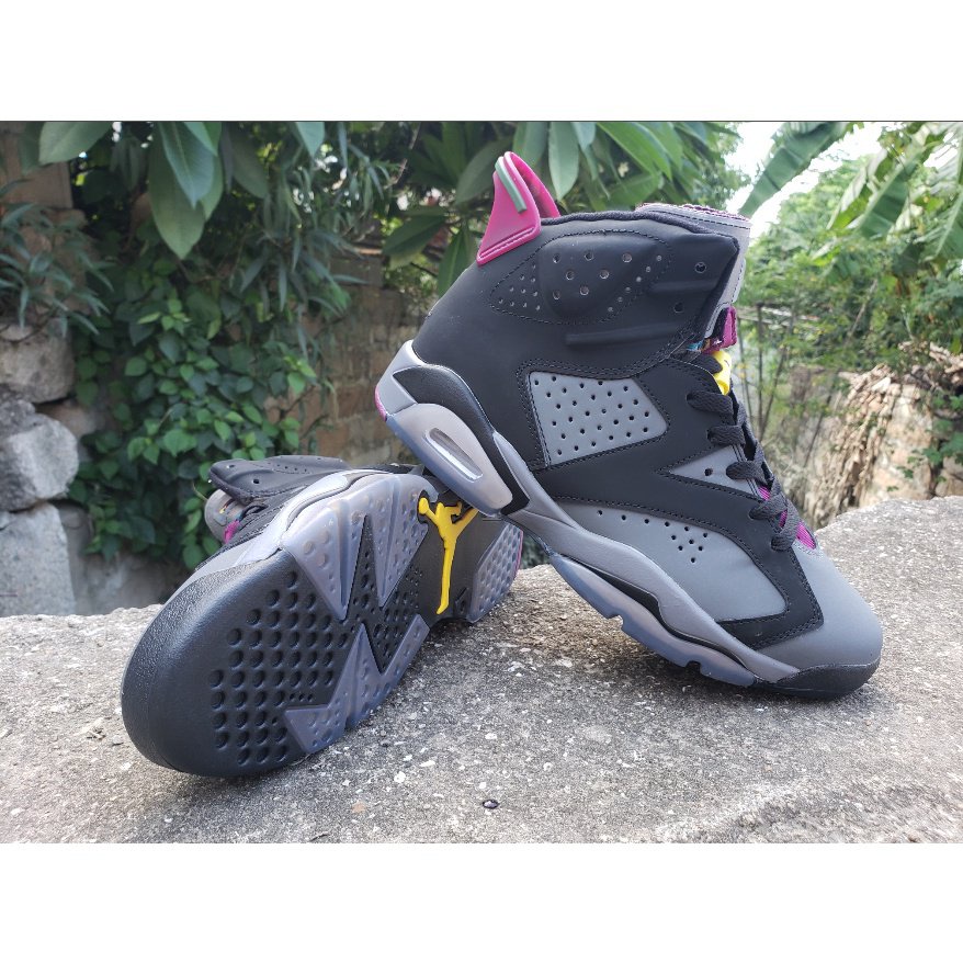Novo] Air Jordan Retro 6 Bordeaux Preto Cinza Púrpura AJ6 Sapatos