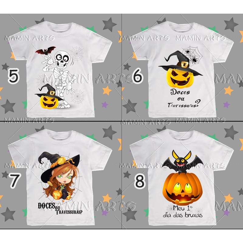 Camiseta Halloween Dia das Bruxas Abóbora Adulto Infantil