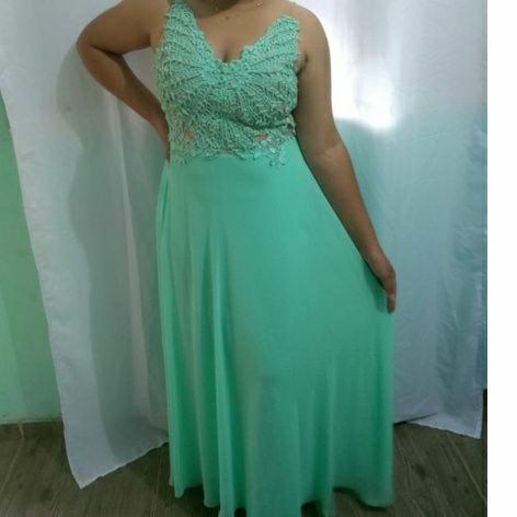 Vestido de festa plus size 2024 verde agua