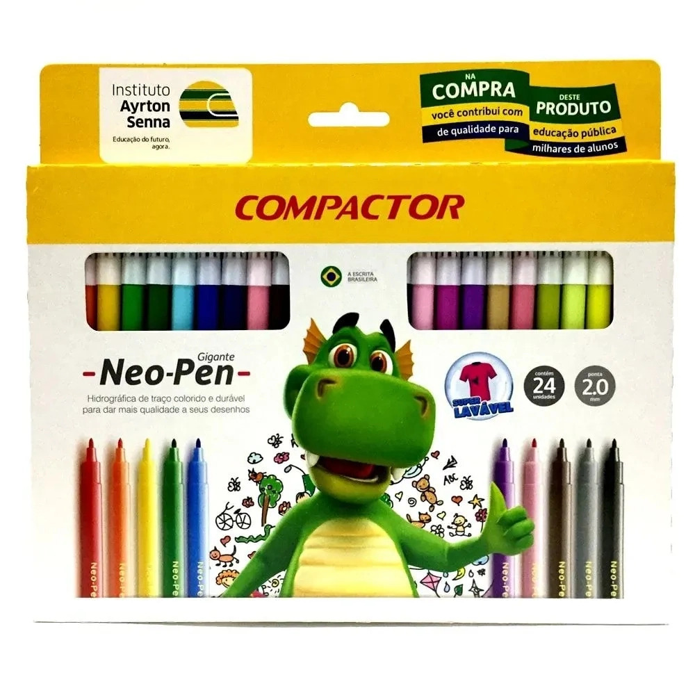 Caneta Hidrografica C 24 Cores Neo Pen Compactor Shopee Brasil