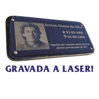 Lápide Em Granito Gravada A Laser 38x18cm Com Foto P/túmulo.