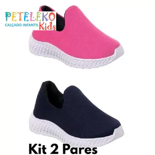 KIT 2 PARES Tênis Infantil Calce Fácil Menino E Menina Escolar
