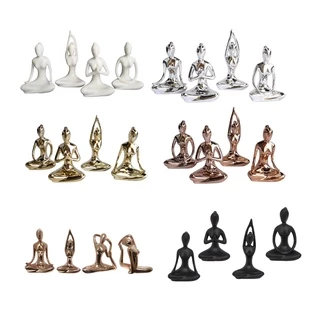 Estátua Enfeite Decorativo Posição De Yoga/ Meditação/ Namastê/ Flor de Lótus Rosé Gold/ Dourado/ Prata/ Branco/ Preto