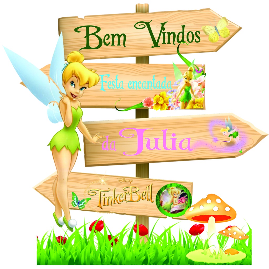 1 DISPLAY PLACA TINKERBELL PERSONALIZADA 70CM MDF 3MM | Shopee Brasil