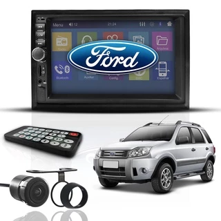 Kit Central Multimídia Mp5 2 Din Bt Espelha Dvd Câm Ecosport