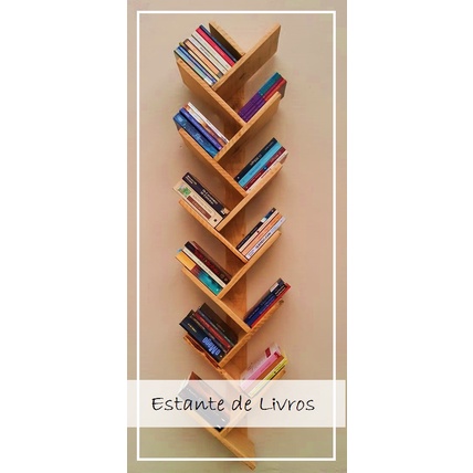 Estante de Livros Vertical de Parede (08 Nichos) Madeira Maciça Pinus