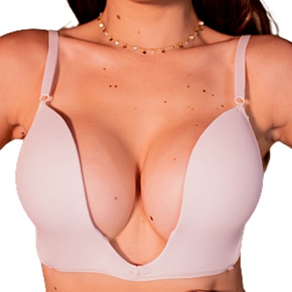 Kit 2 Sutiãs Decote Profundo Liso Sutien " U " Decote Profundo Push Up Efeito Magico Lingerie com Preço de Fábrica | Sutiã Soutien