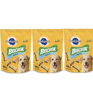 Combo 3 Pacotes de biscoito com leite de cachorro Biscrok cães filhotes 300g cada