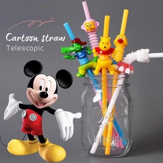 222cm Palha De Desenho Animado Reutilizável Smoothie Bebendo Palhas Plásticas Telescópicas Para Milkshakes Bebidas Geladas Kids Fruit Party Supplies