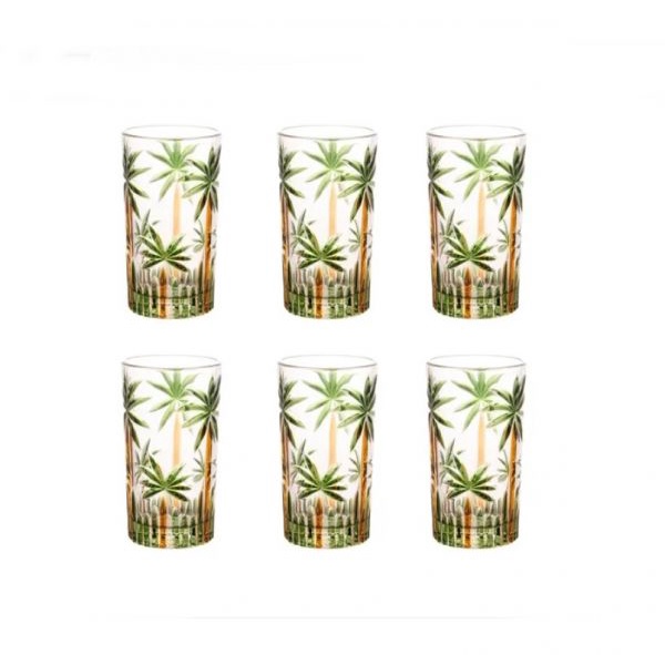 Conjunto 6 Copos Altos 360ml Palm Tree Handpaint