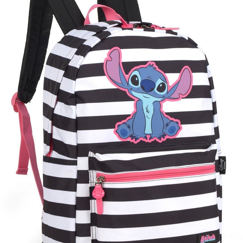 Mochila De Costas Grande Stitch Preta Listras Original | Shopee Brasil