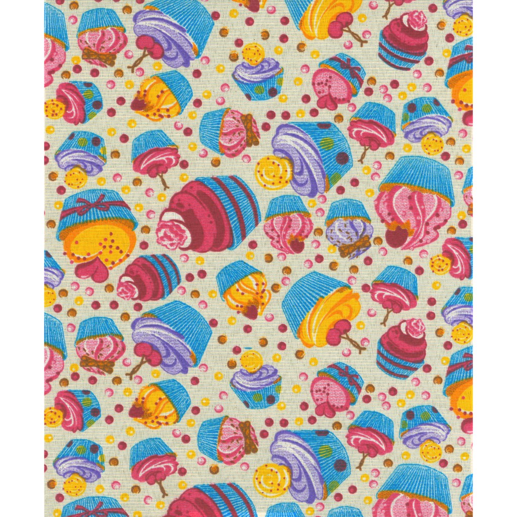 Tecido Gorgurinho Estampado - 1,50m X 1,00m - Cupcake Cor:8429