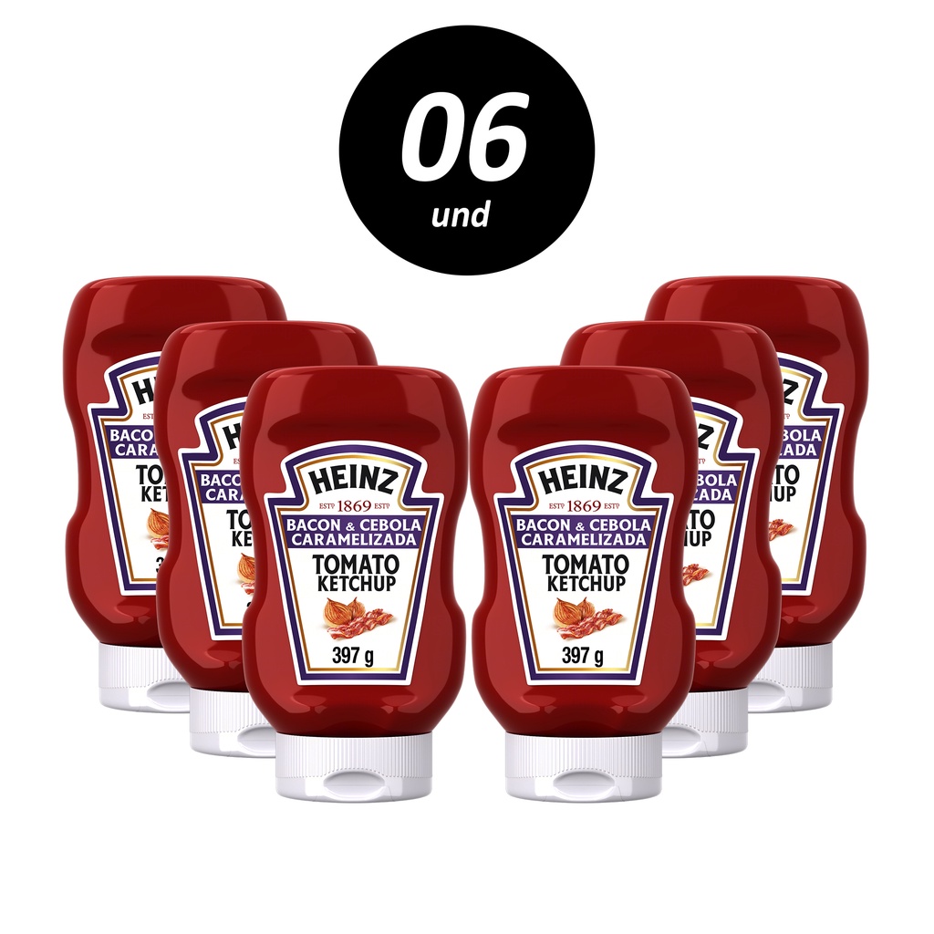 Kit com 6 Ketchup Heinz Bacon & Cebola Caramelizada 397g Shopee Brasil