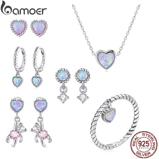 Bamoer 925 Prata Simples Brincos Opala Translúcidos Anéis Colares Moda Joias Para Mulheres Presentes em Oferta na Shopee