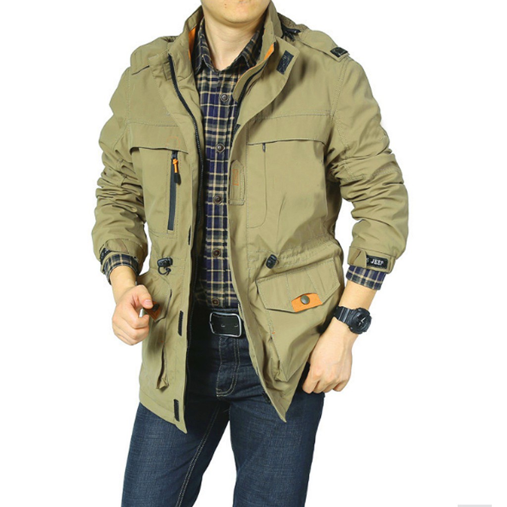 Jaqueta De Jeep Parka De Cor Creme Disponível Em 3 Cores , Capuz Removível E Material Grosso Tamanho S M L XL XXL