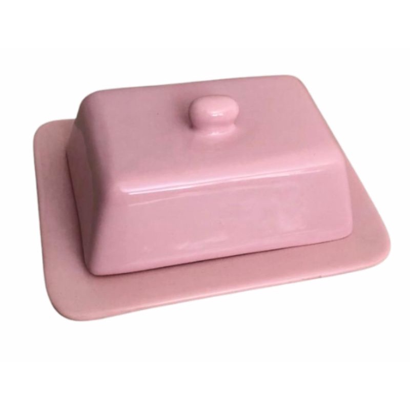 Mantegueira de porcelana retangular Rosa Casa e Cozinha Nova